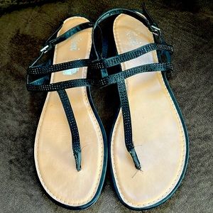 Sandal, size 9 1/2.  Black sparkly beads.